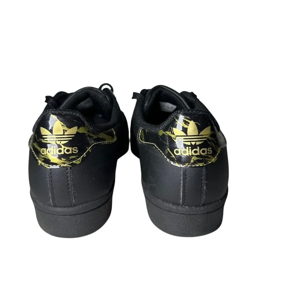 Adidas Originals Shoes Black Gold Clamshell SuperStar Sneakers Size Youth 4.5
